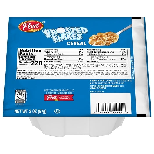 Cereal, Frosted Flakes, Bowl Pack,48 - 2 OUNCE