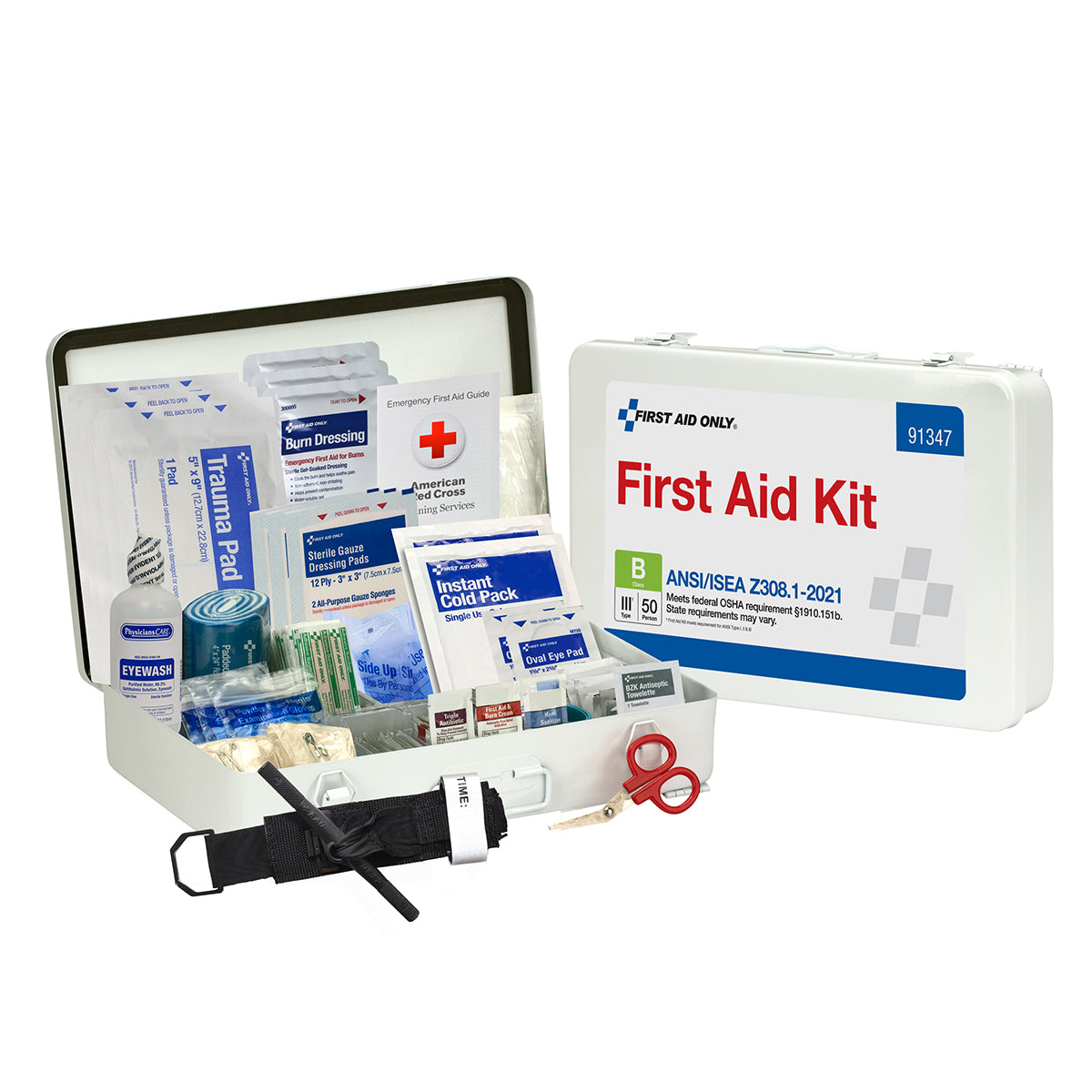 Kit, First Aid, 50 Person, Metal,1 - 210 PIECE