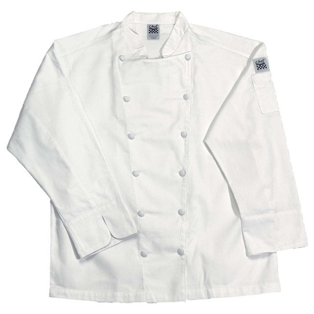 Jacket, Chef, Long Sleeve, Cuisinier, White, Large, Poly/Cotton Blend,1 - 1 EACH