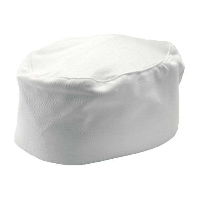 Hat, Baker, Pill Box, White, X-Large, Poly/Cotton Blend,1 - 1 EACH