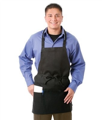 Apron, Bib, Black, One Size, Polyester,1 - 1 EACH
