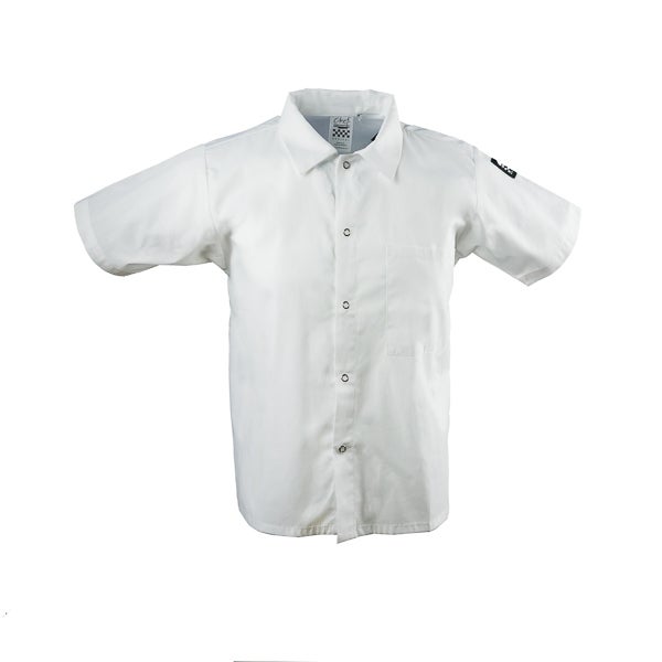Shirt, Cook, Short Sleeve, White, Medium, Poly/Cotton Blend,1 - 1 EACH