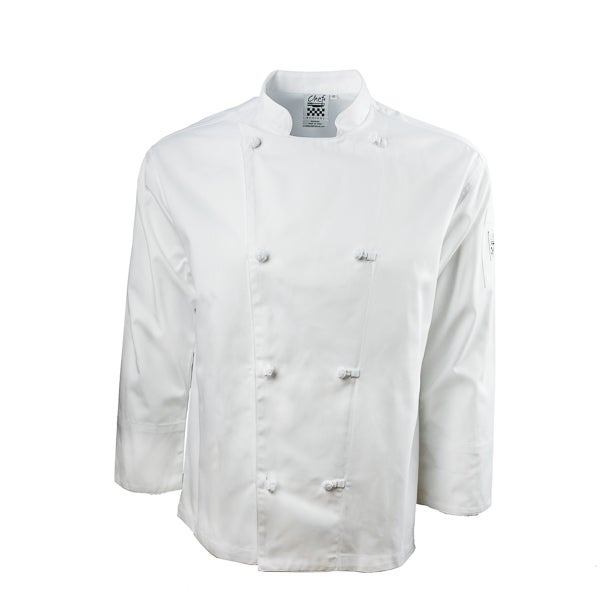 Jacket, Crew, Long Sleeve, White, Extra Small, Poly/Cotton Blend,1 - 1 EACH