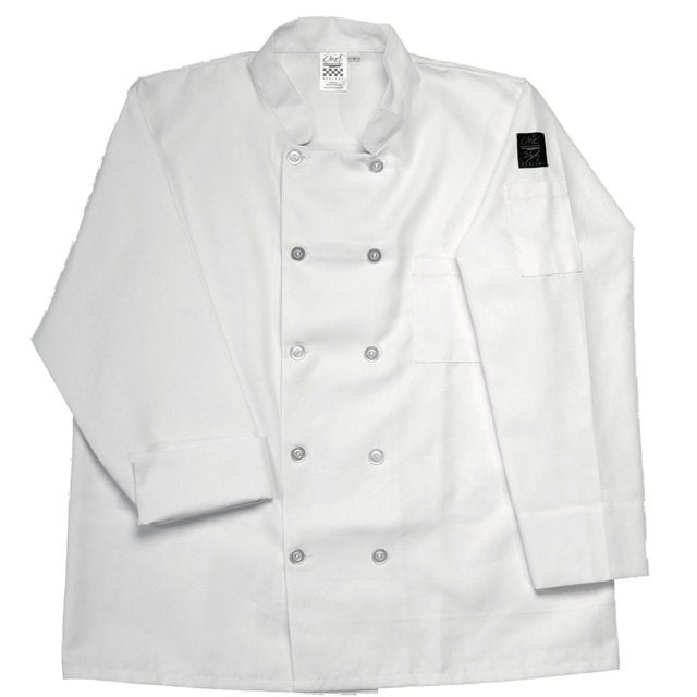 Jacket, Chef, Long-Sleeve, Basic, White, Medium, Poly/Cotton Blend,1 - 1 EACH