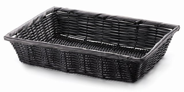 Baskets, Serving, 14 x 10 x 3 Inch, Rectangular, Black, Polypropylene, 10727875099010,6 - 1 EACH