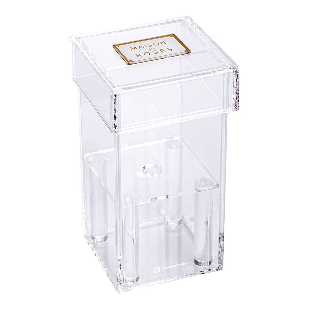 Vase, Flower Box, 3.25 x 3.25 x 6 Inch, 1-Slot, Clear, Acrylic, Tall, with Lid,1 - 1 EACH