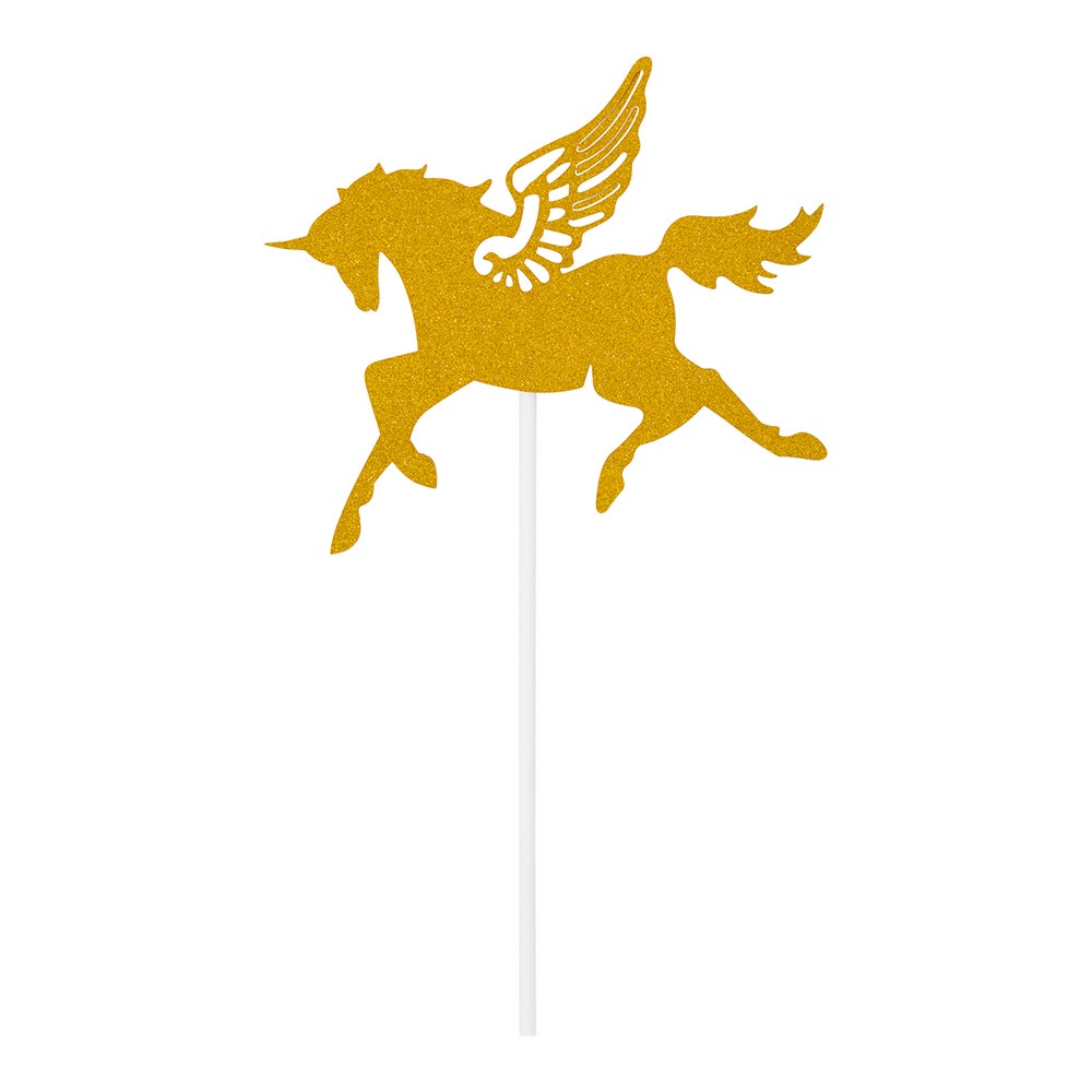 Cake Toppers, Unicorn, 6 x 4.25 Inch, Paper, Gold, Glitter,1 - 100 COUNT