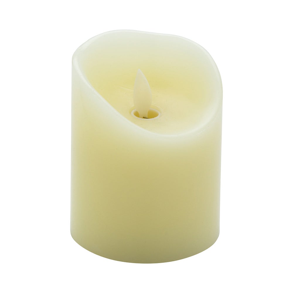 Candles, Pillar, Fire Tek Flameless, 3.25 x 3.25 x 4 Inch, Ivory, Wax, Programmable,1 - 10 COUNT
