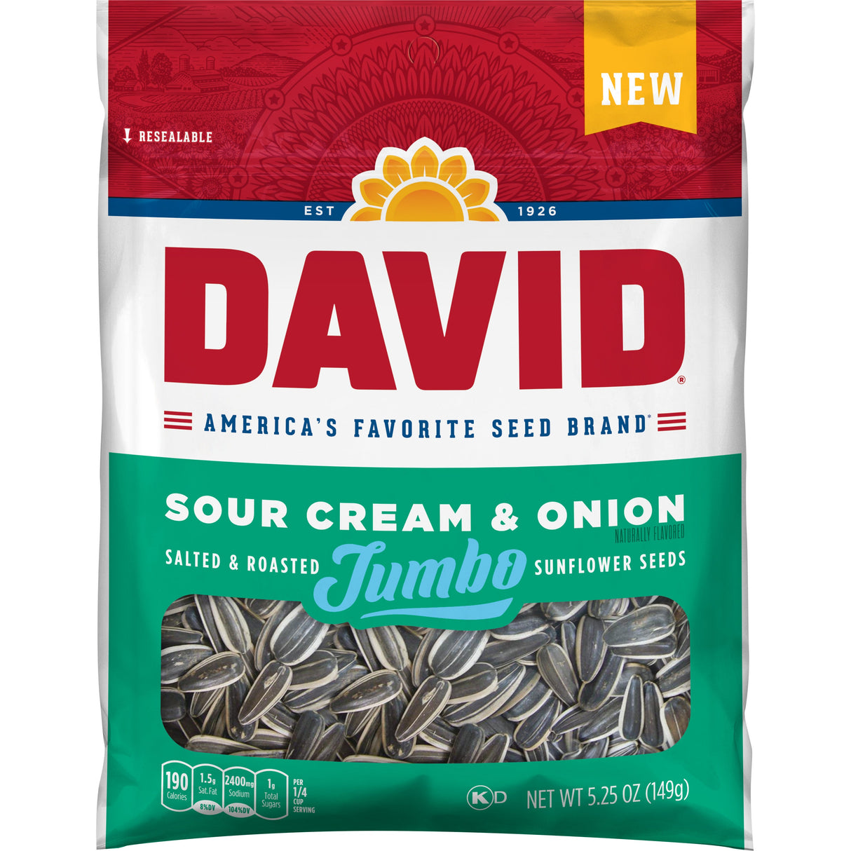Seeds, Sunflower, Roasted & Salted Sour Cream & Onion, Jumbo,12 - 5.25 OUNCE
