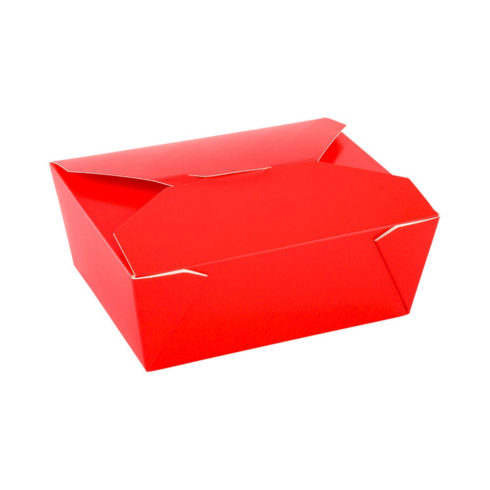 Containers, Take Out, Bio Tek #4 98 Ounce 8.5 x 6.25 x 3.5 Inch, Paper, Red, Rectangular, with Foldable Flaps & Tab Lock,1 - 200 COUNT