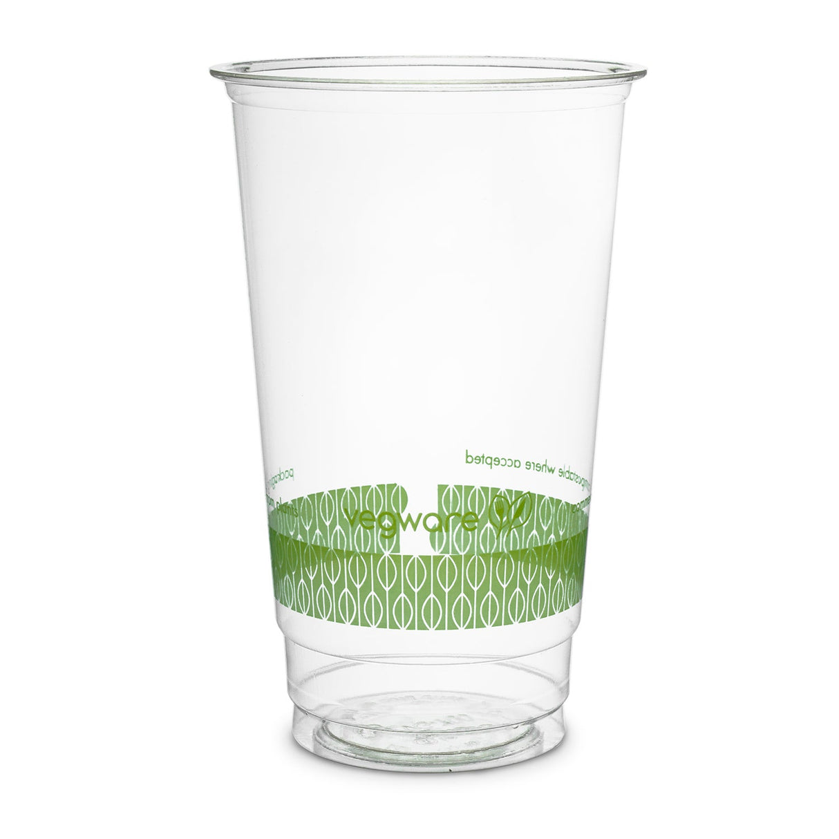 Cups, Cold, 24 Ounce, Plastic, Clear with Green Decor, PLA,20 - 50 COUNT
