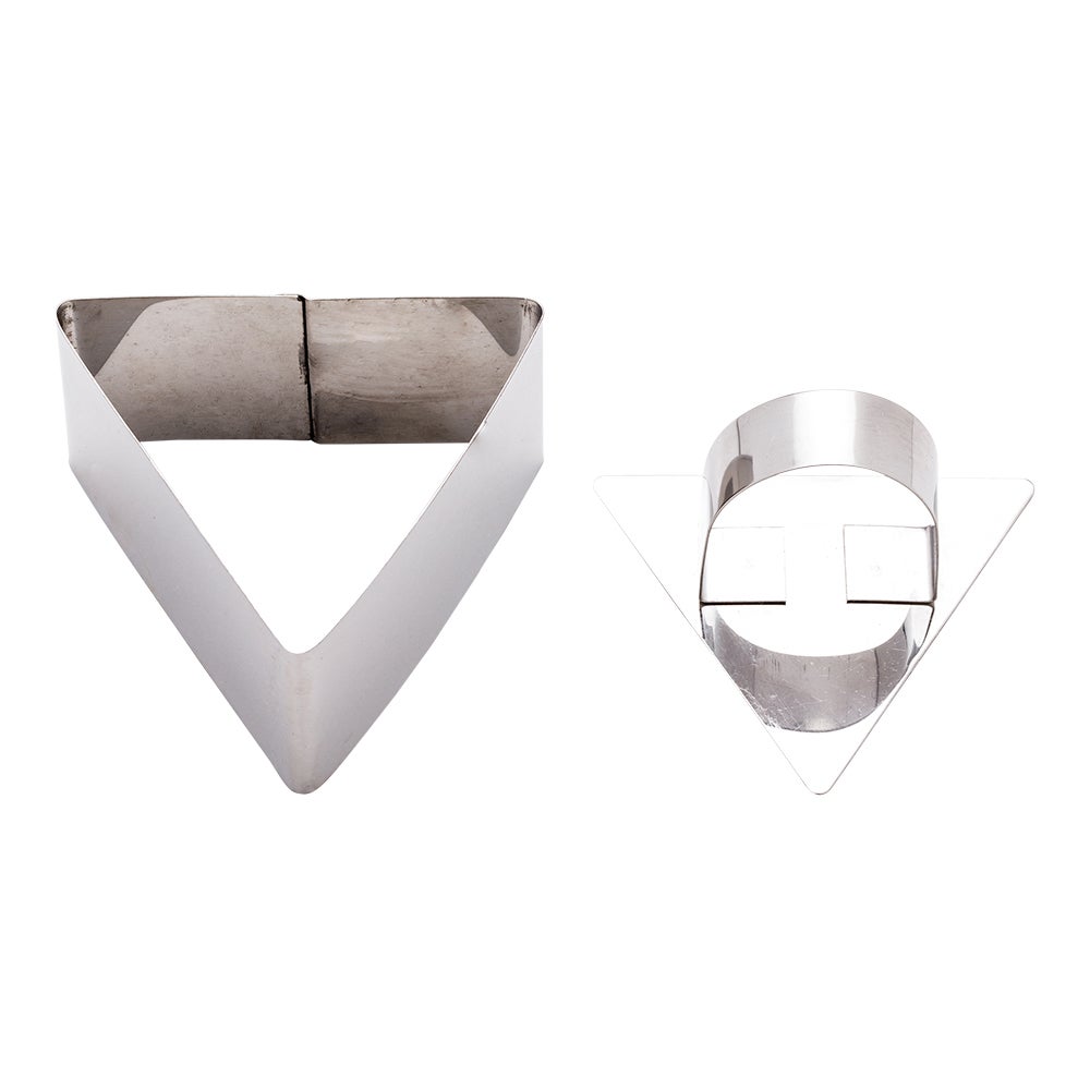 Ring Mold, Pastry, 3.2 x 1.5 Inch, Triangle, Stainless Steel, with Press,1 - 1 EACH