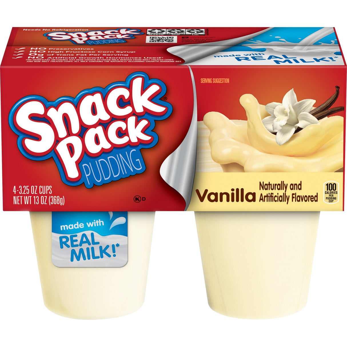 Pudding, Vanilla, Shelf-Stable, Cups, 3.25 Ounce,12 - 4 COUNT
