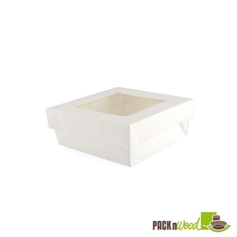 Boxes, Kray, 22 Ounce, Paper, White, with Window Lid, 4.7 x 4.7 x 2 Inch, 22 Ounce,10 - 25 COUNT