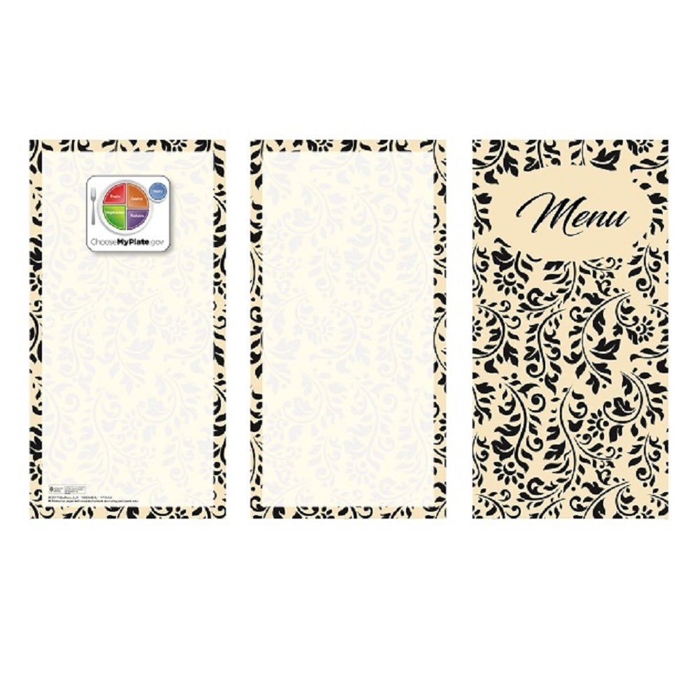 Menus, 8.5 x 14 Inch, Paper, Flourish, White,1 - 500 COUNT
