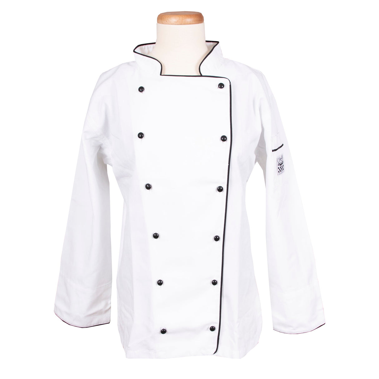 Jacket, Chef, Ladies Brigade, White with Black Piping, 2X, Poly/Cotton Blend,1 - 1 EACH