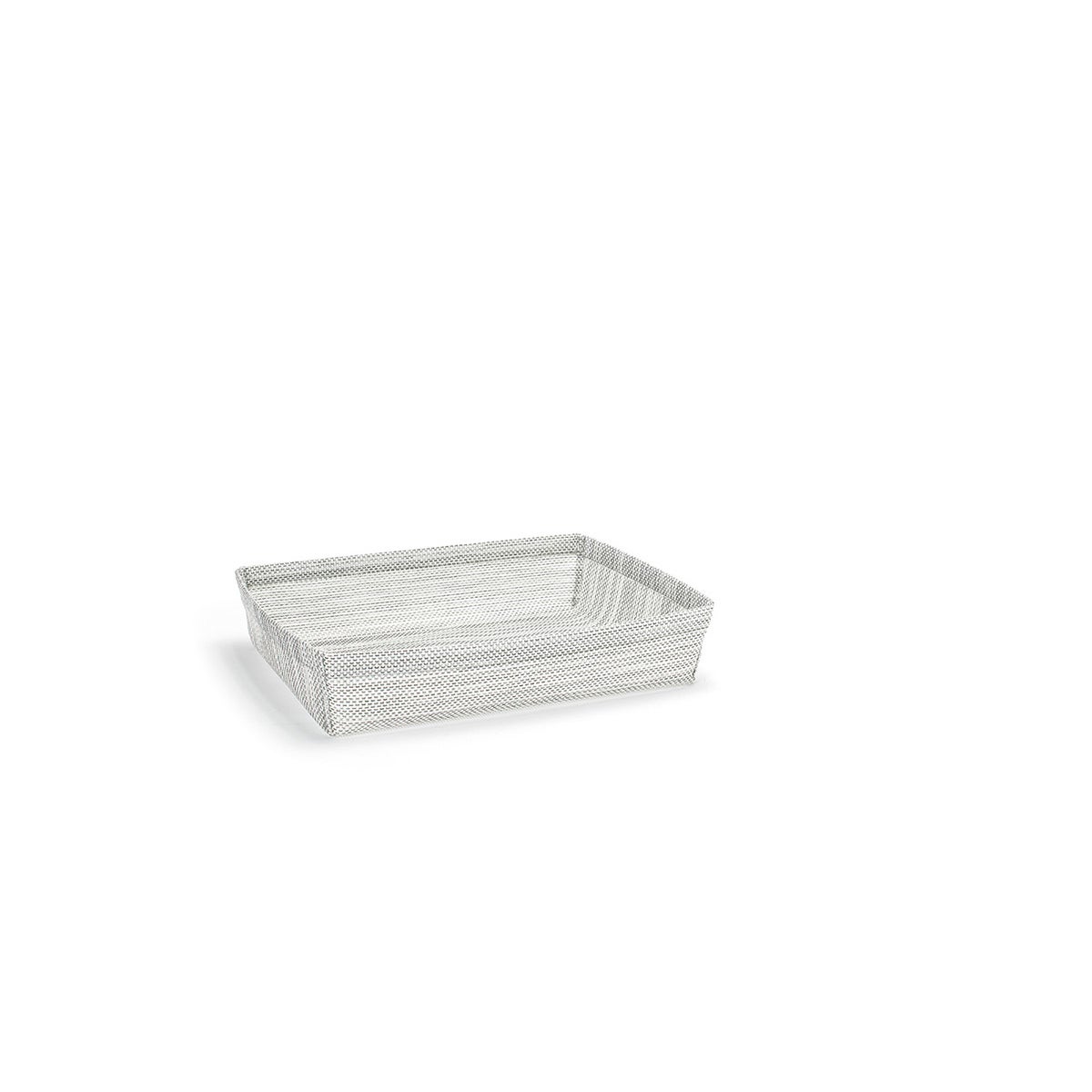 Baskets, Shallow, 12.25 x 9.5 x 2.5 Inch Half-Size, Mesh, Grey, Woven Vinyl,4 - 1 COUNT