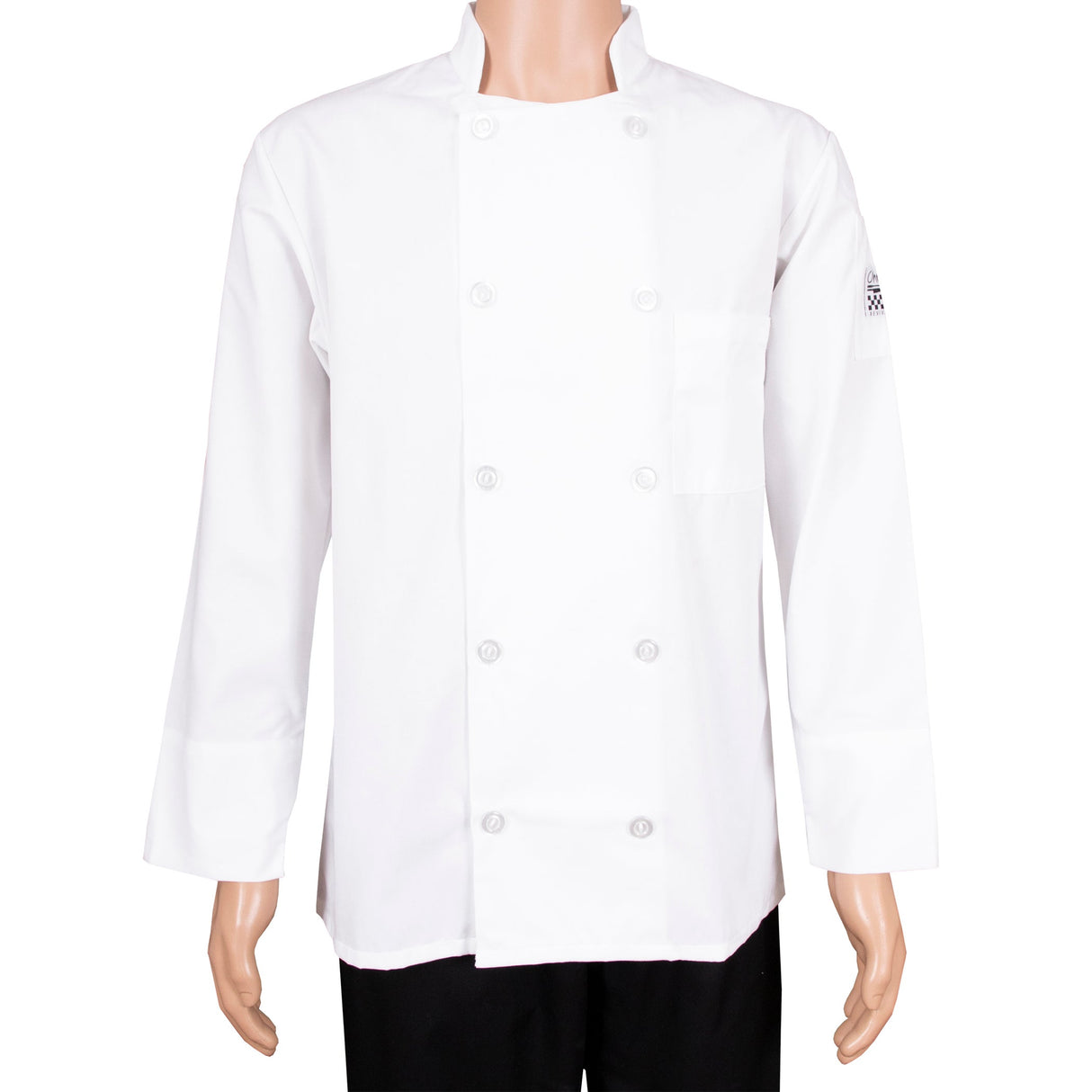 Jacket, Chef, Long-Sleeve, Basic, White, Small, Poly/Cotton Blend,1 - 1 EACH