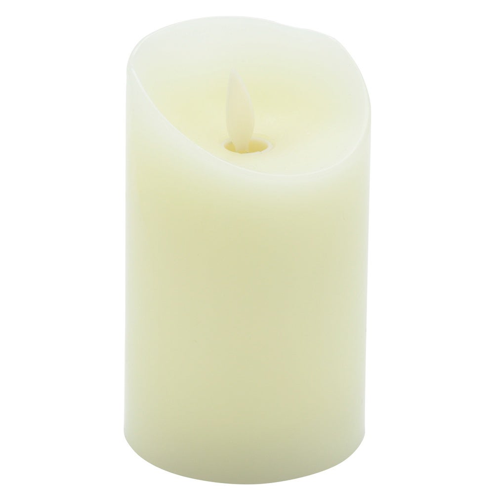 Candles, Pillar, Fire Tek Flameless, 3 x 3 x 5 Inch, White, Wax, Programmable,1 - 10 COUNT