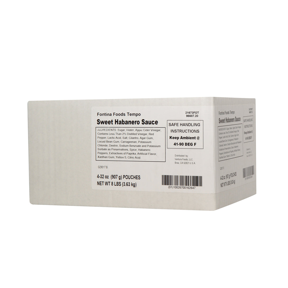 Sauce, Habanero, Sweet, Shelf Stable, Pouch,4 - 2 POUND