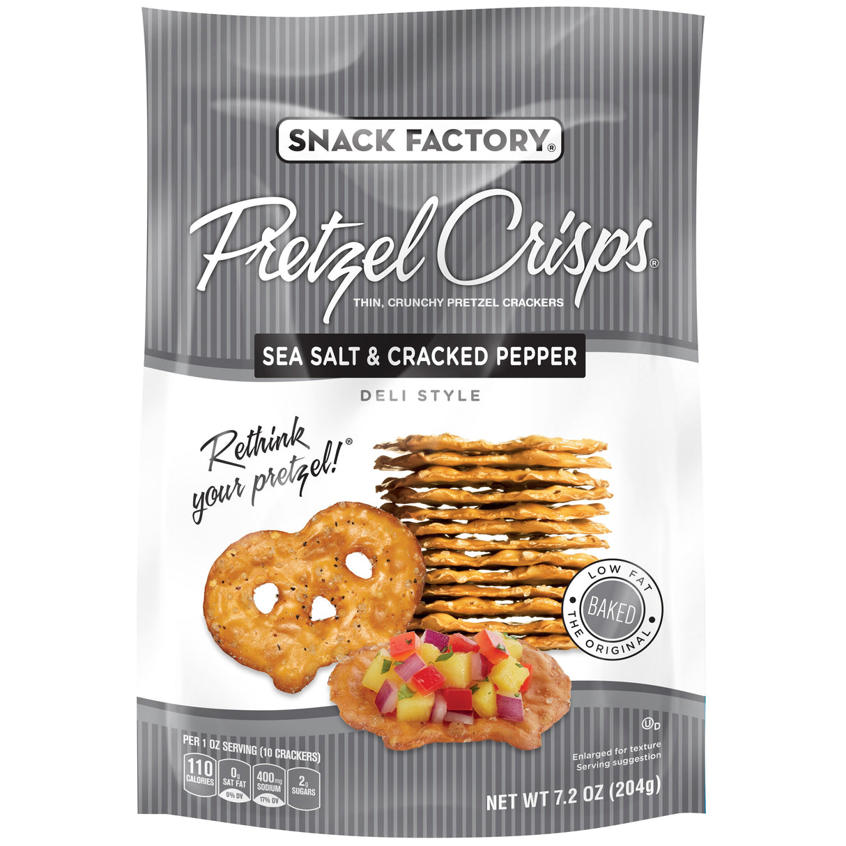 Crisps, Pretzel, Sea Salt & Cracked Pepper,12 - 7.2 OUNCE
