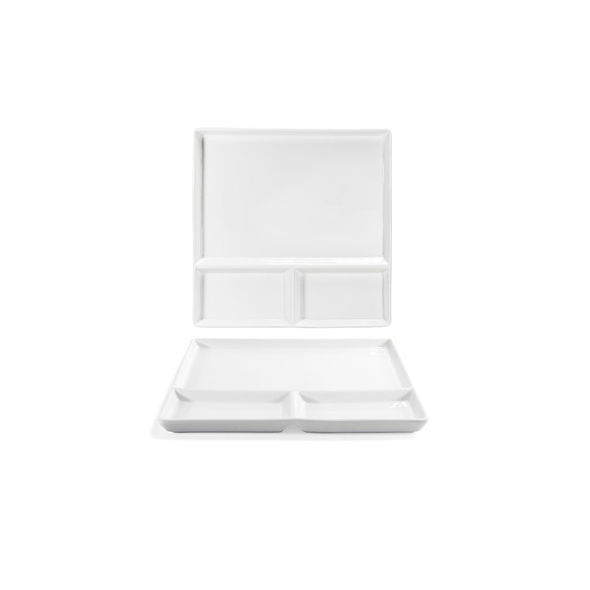 Plates, Divided, Mod, 10.75 Inch, White, Undecorated, Square,4 - 1 COUNT