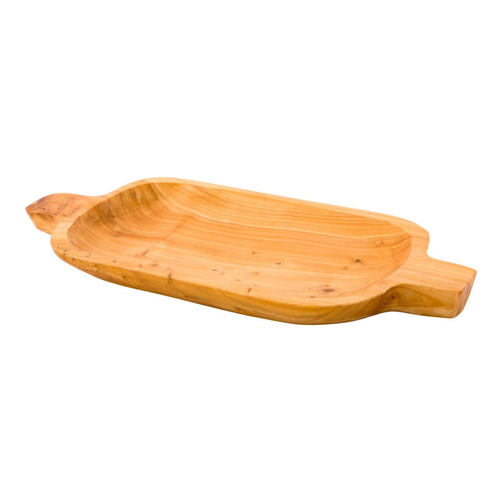 Tray, Serving, Nature Tek, 14.5 x 7.25 x 1 Inch, Natural Wood, Oval, with Handles,1 - 1 EACH