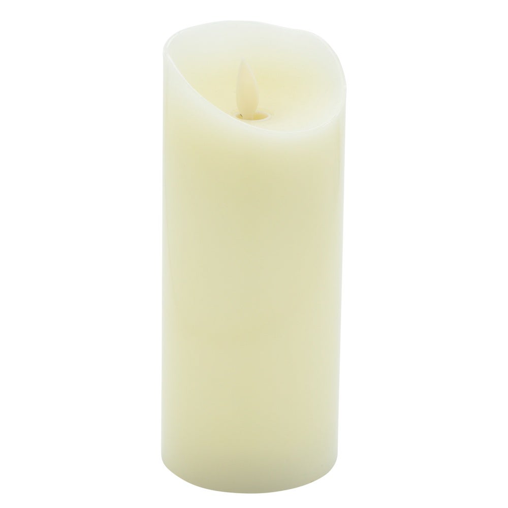 Candles, Pillar, Fire Tek Flameless, 3 x 3 x 7 Inch, White, Wax, Programmable,1 - 10 COUNT