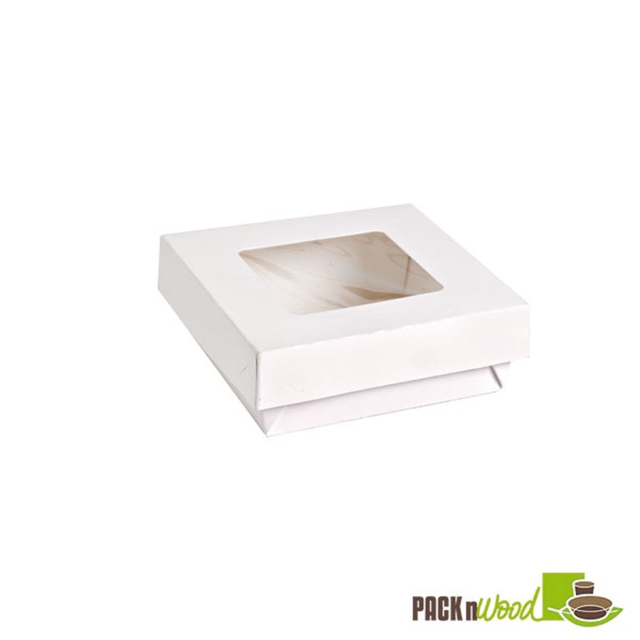Boxes, Kray, 12 Ounce, Paper, White, with Window Lid, 3.9 x 3.9 x 1.6 Inch, 12 Ounce,10 - 25 COUNT