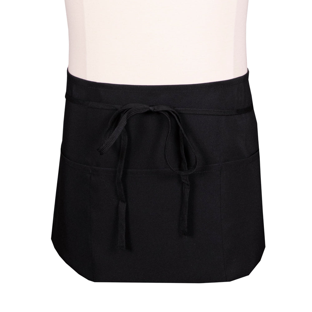 Apron, Waist, Black, One Size, Poly/Cotton Blend, with 3 Pockets,1 - 1 EACH