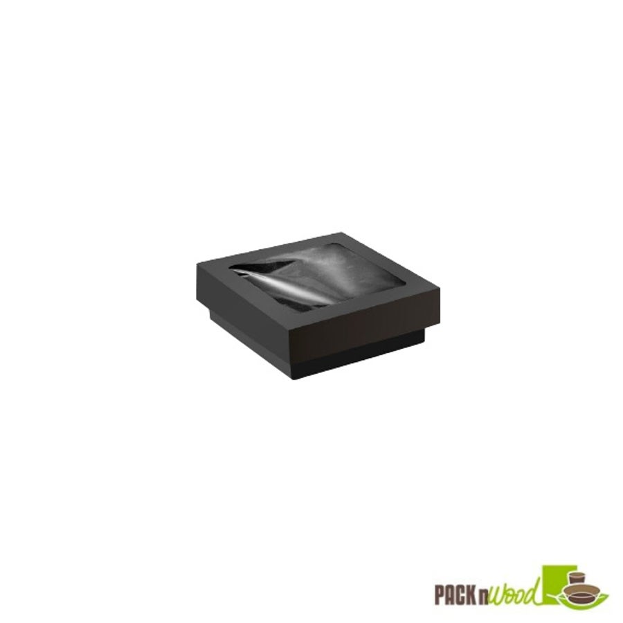 Boxes, Kray, 3.9 x 3.9 x 1.6 Inch, Paper, Black, With Lid, Bakeable,4 - 25 COUNT