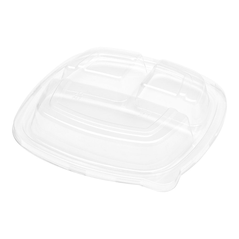Lids, Dome, Pulp Tek, Plastic, Clear, Fits 3-Compartment Sugarcane Salad Plate,1 - 100 COUNT