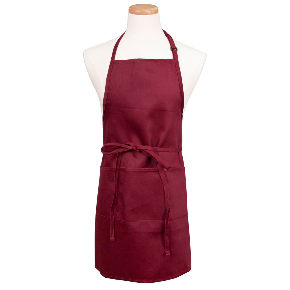 Apron, Bib, Front of the House, Burgundy, One Size, Poly/Cotton Blend,1 - 1 EACH