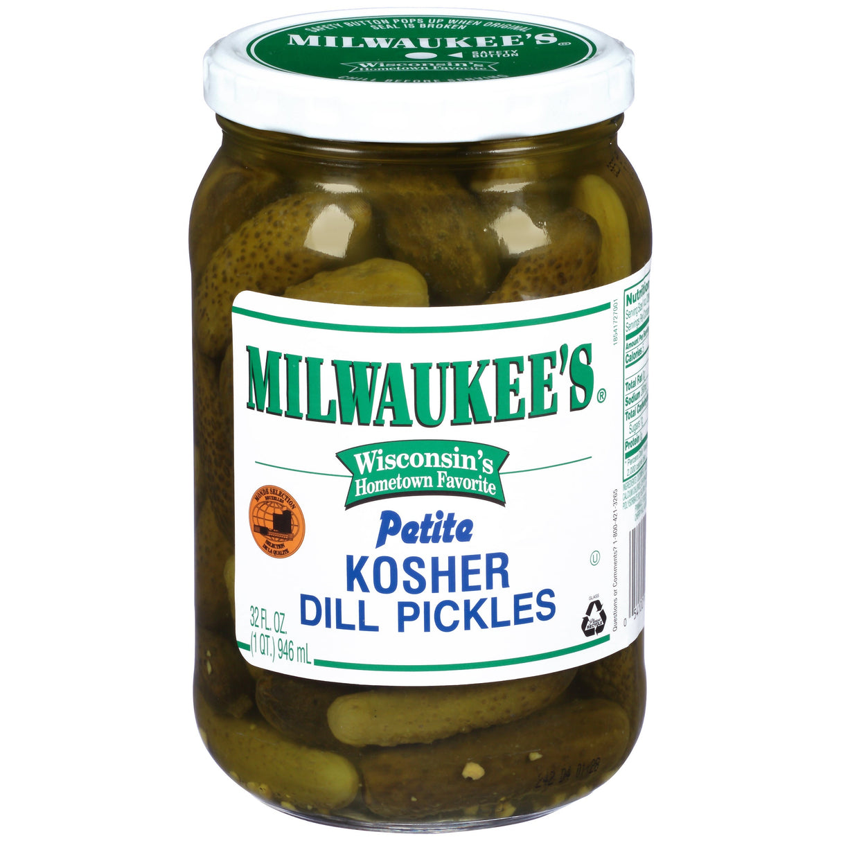 Pickles, Kosher Dill, Whole, Petite, Shelf-Stable,12 - 32 FLUID