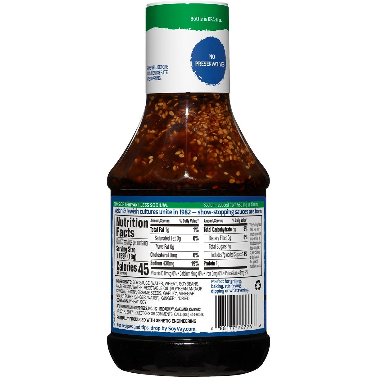 Marinade & Sauce, Veri Veri Teriyaki, Less Sodium,6 - 21 OUNCE