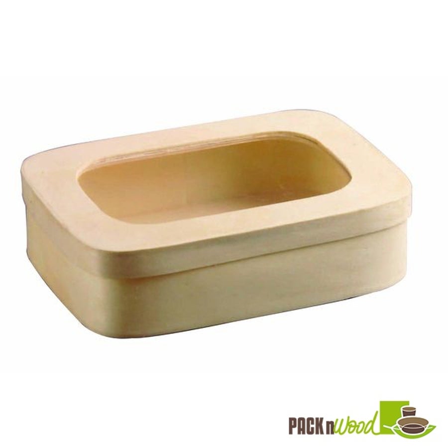 Boxes, 28 Ounce - 7 x 5 x 2 Inch, Wooden, Natural, Rectangular, with Window Lid, Biodegradable,1 - 25 COUNT