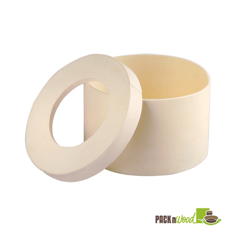 Boxes, 13 Ounce - 3.7 x 2.5 Inch, Wooden, Natural, Round, with Window Lid, Biodegradable, 13 Ounce,1 - 100 COUNT