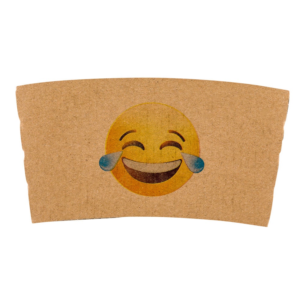Sleeves, Coffee, Paper, Kraft with Crying Laughing Emoji, for 12 & 16 Ounce Cups,1 - 1000 COUNT