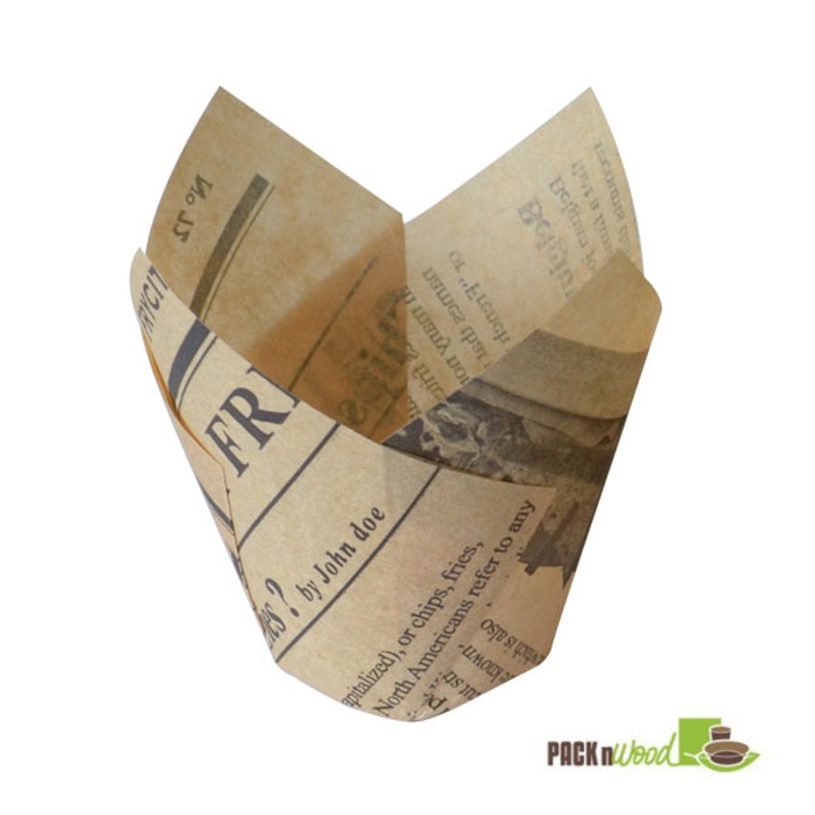 Cups, Tulip Baking, 3 Ounce, Paper, Newspaper Print, 3 Ounce,10 - 120 COUNT