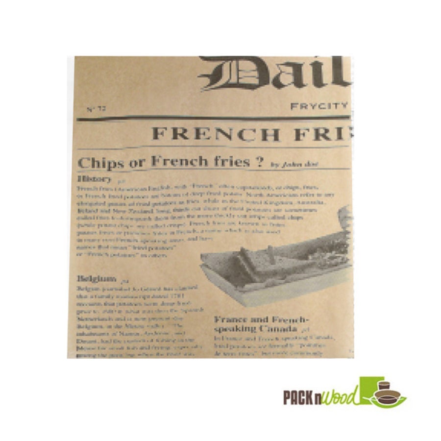 Liners, 15.7 x 15 Inch, Greaseproof Paper, Newspaper Design, Kraft,1 - 500 COUNT