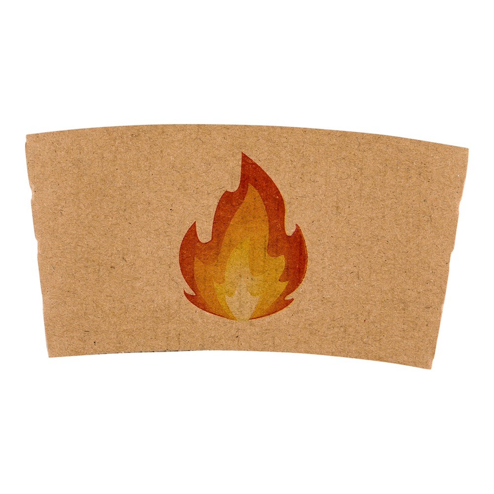 Sleeves, Coffee, Paper, Kraft with Fire Emoji, for 12 & 16 Ounce Cups,1 - 1000 COUNT