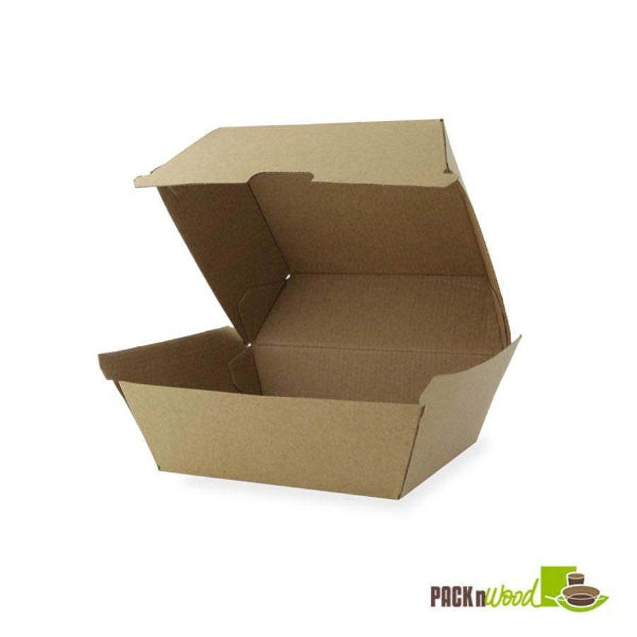 Boxes, Hamburger, 5.7 x 5.3 x 3.2 Inch, Paper Take-Out, Kraft, Clamshell,10 - 50 COUNT