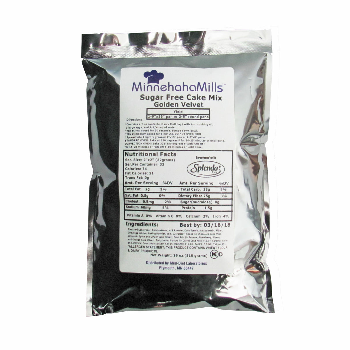 Mix, Cake, Golden Velvet, Sugar-Free, Shelf-Stable,6 - 18 OUNCE