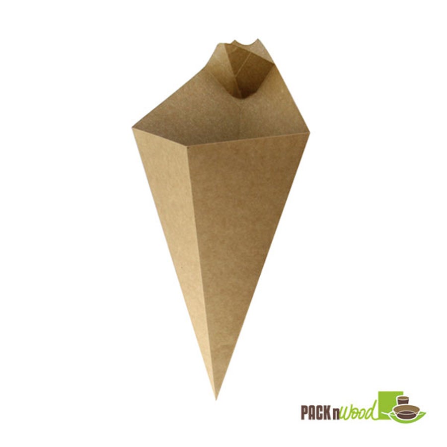 Cones, 8 Ounce, Paper, Kraft, with Dipping Sauce Compartment, 8 Ounce,20 - 25 COUNT