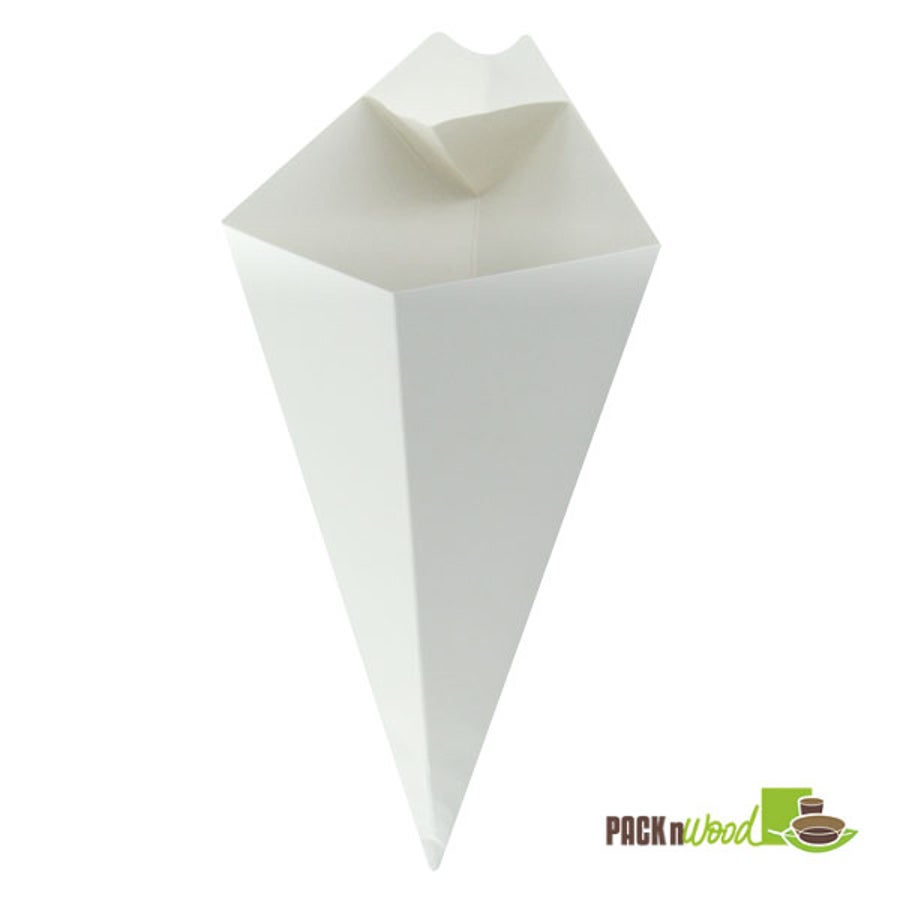 Cones, 14 Ounce, Paper, White, with Dipping Sauce Compartment, 14 Ounce,20 - 25 COUNT