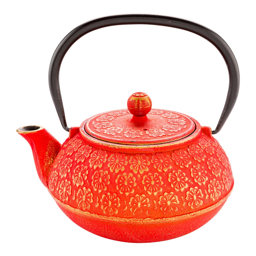 Teapot, 30 Ounce, Tetsubin, Red, Cherry Blossom, Cast Iron,1 - 1 EACH
