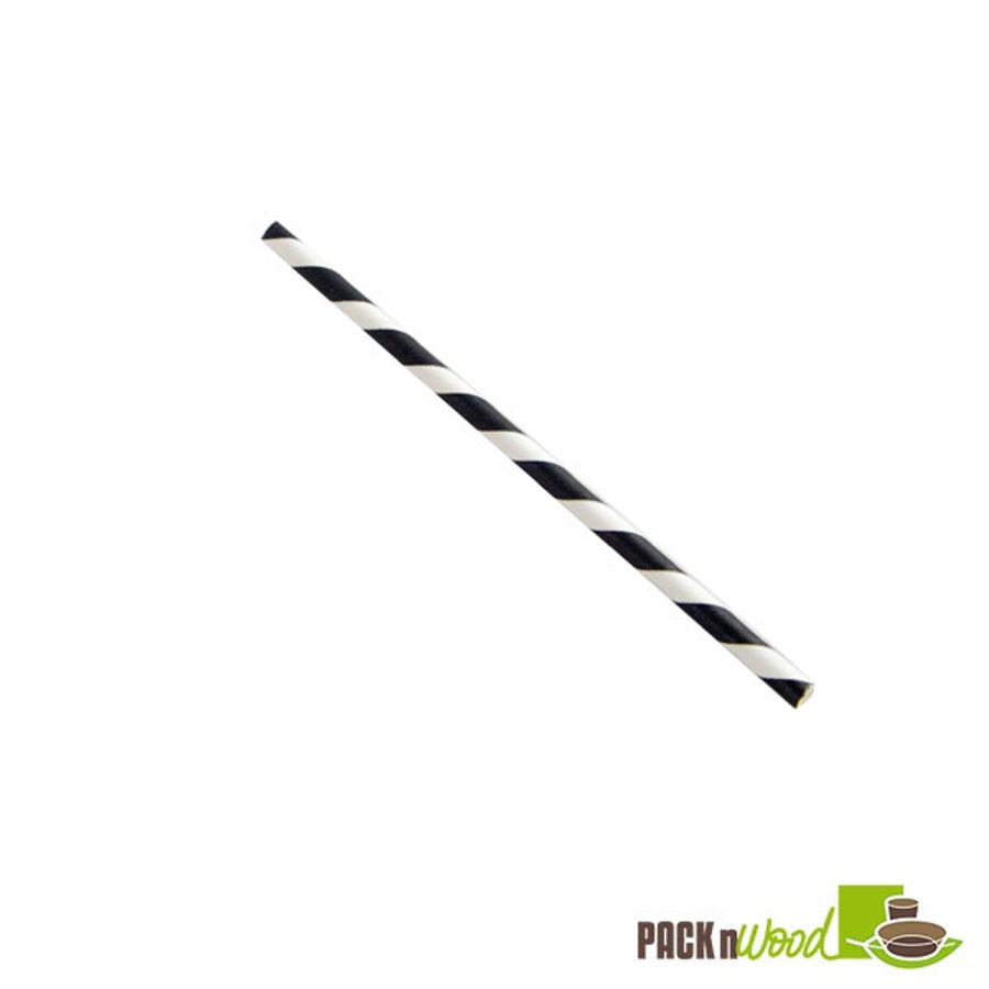 Straws, 5.7 Inch, Paper, Black Striped, Wrapped, Coated with Bees Wax, 5.7 Linear Inch,6 - 500 COUNT