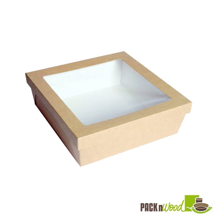 Boxes, Kray, 8.7 x 8.7 x 3.2 Inch, Paper, White/Brown, With Lid, 132 Ounce,4 - 25 COUNT