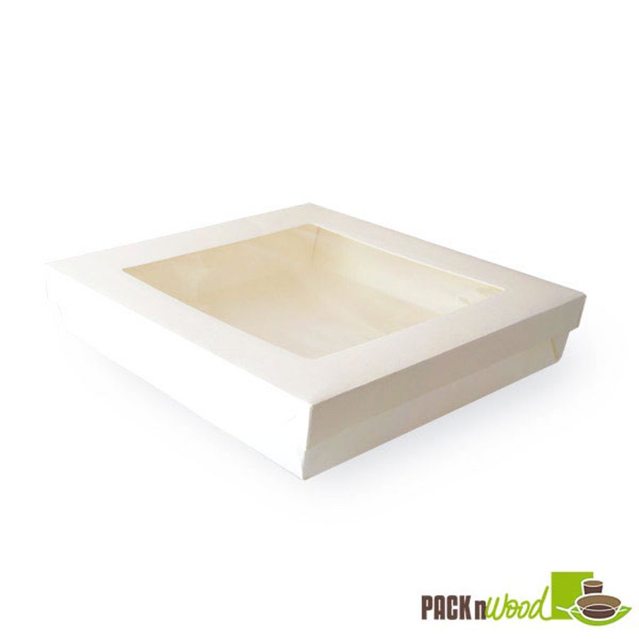 Boxes, Kray, 7.1 x 7.1 x 2 Inch, Paper, White, With Window Lid, 60 Ounce,4 - 50 COUNT