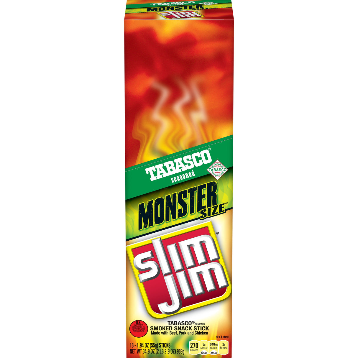 Beef Sticks, Tabasco, 1.94 Ounce,6 - 18 COUNT